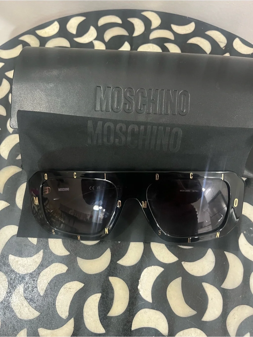 Moschino Black Sunglasses with Gold Lettering